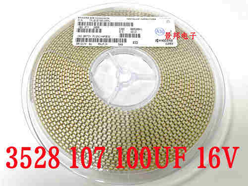 贴片胆钽电容100UF 107J/A/C 6.3V 10V 16V B型1210/3528 黄色