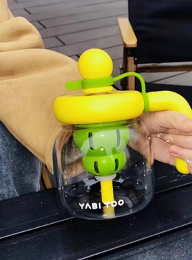 野比兔玻璃吸管杯女生高颜值大容量耐高温泡茶水杯2026新款带把手