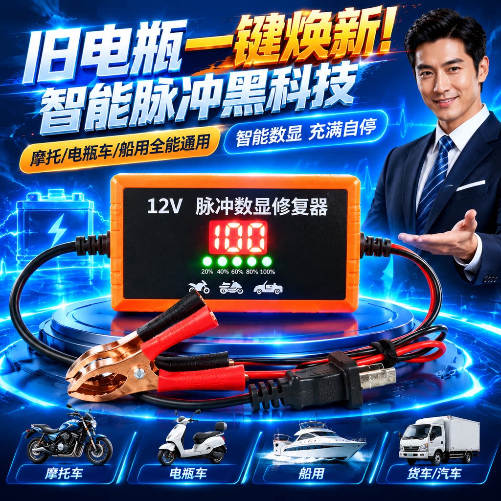 【修复神器】汽车电瓶充电修复器12v24v伏全自动智能通用型修复器