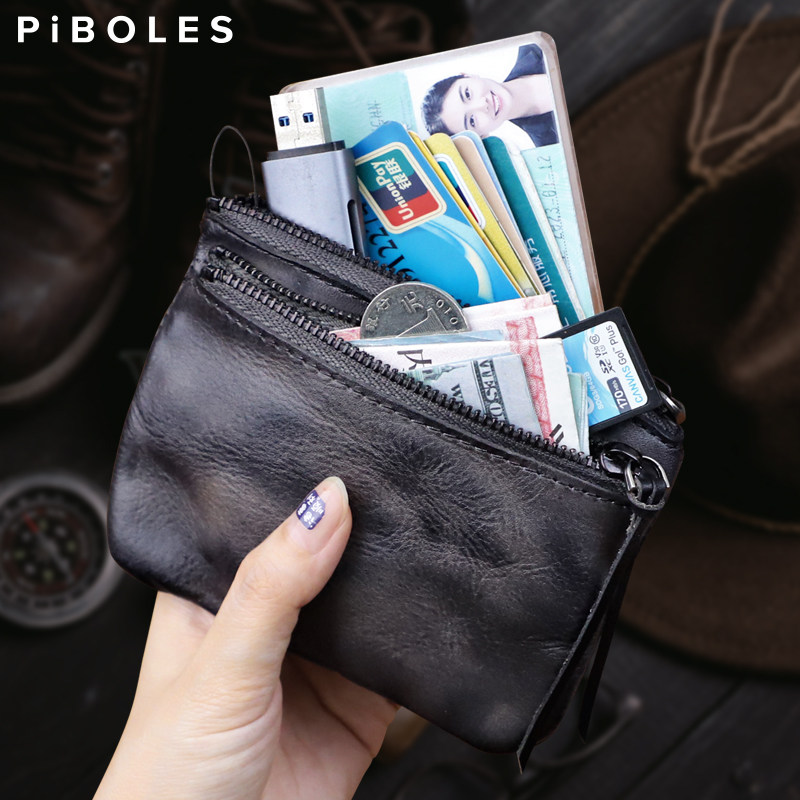 复古手工头层牛皮迷你小零钱包男女个性植鞣真皮驾驶证钥匙包卡包