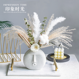 饰家居客厅艺术陶瓷插花瓶创意摆件 北欧ins干花花束满天星真花装