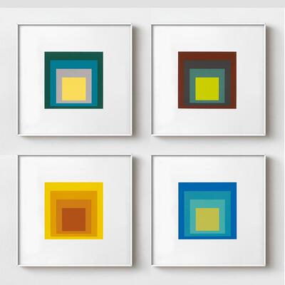 Josef Albers 极简主义抽象渐变色块装饰挂画相框里内芯包豪斯风