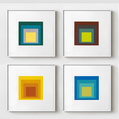 Josef Albers 极简主义抽象渐变色块装饰挂画相框里内芯包豪斯风