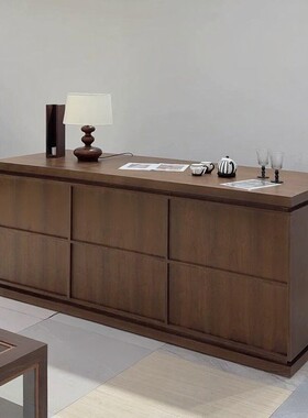 服装店咖啡店收银台吧台中岛柜流水台陈列柜展示台胡桃木