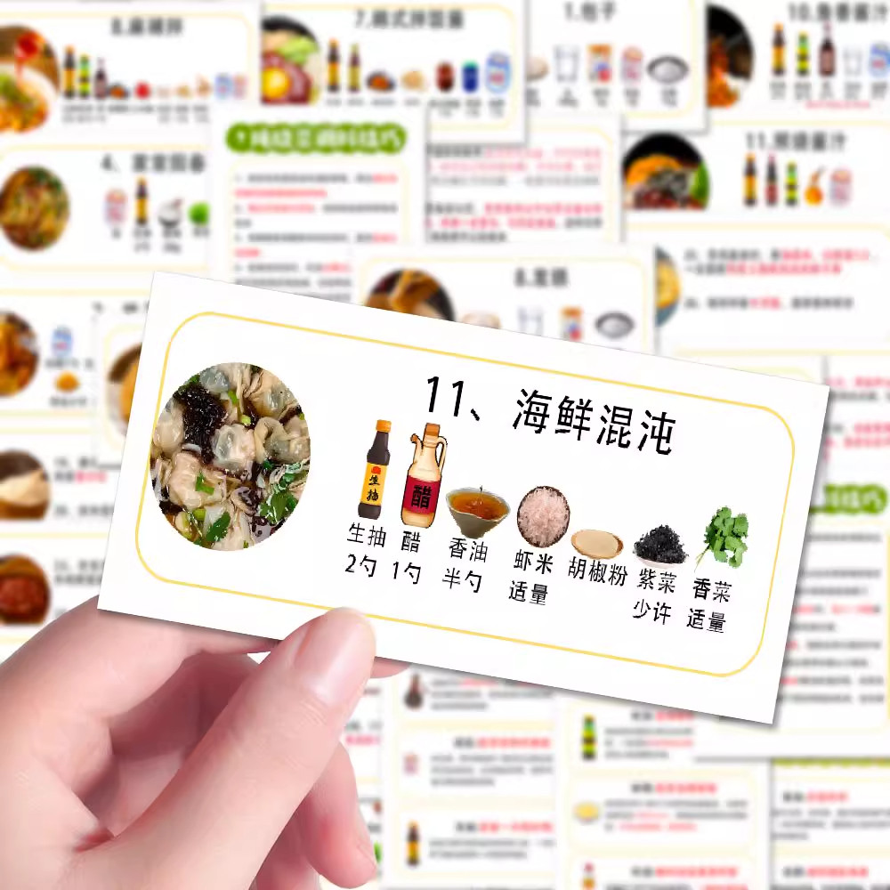 108张操作指南厨房美食教程贴画diy桌面家常菜食谱贴纸厨房小白