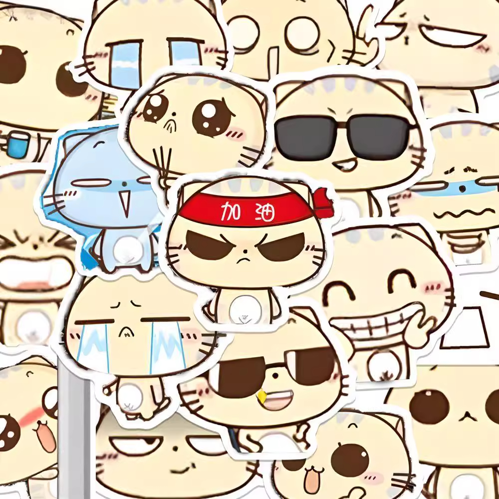 CC猫贴纸女孩儿童可爱卡通手账防水桌面遮丑打包咕卡素材diy贴画