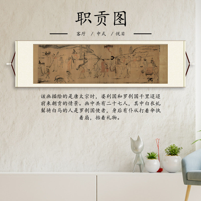 唐 阎立本 职贡图 国画高清微喷复制品人物画客厅卧室装饰画挂画