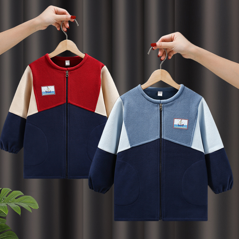 男女童秋冬摇粒绒防脏长袖罩衣