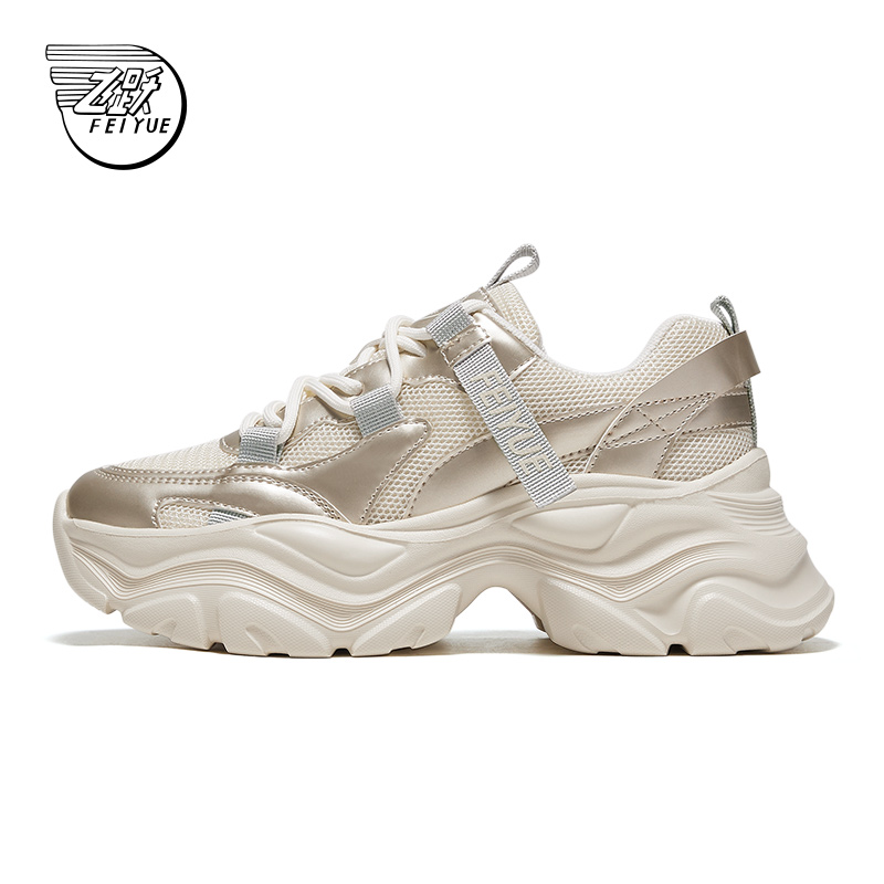 feiyue/飞跃老爹鞋女鞋2024秋季新款网面松糕鞋透气轻盈休闲鞋321