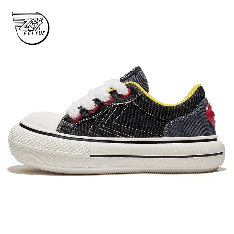 feiyue/飞跃帆布鞋女鞋2025春季新款黑色厚底大头鞋百搭休闲鞋232