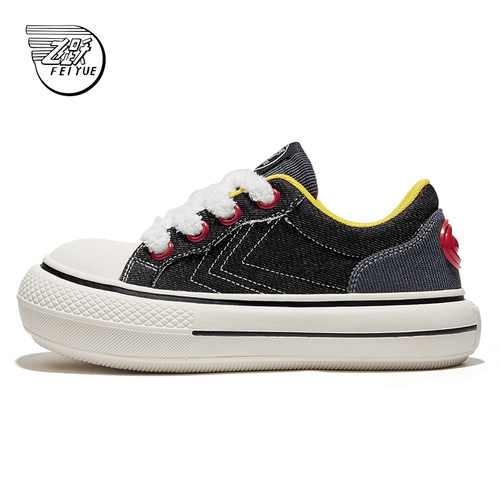 feiyue/飞跃帆布鞋女鞋2025春季新款黑色厚底大头鞋百搭休闲鞋232