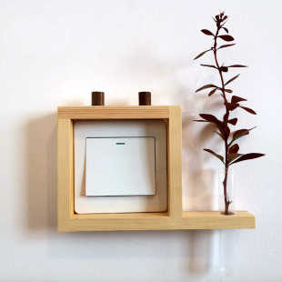 原木水培开关装饰框简约现代木质开关贴插座框立体创意家用墙贴