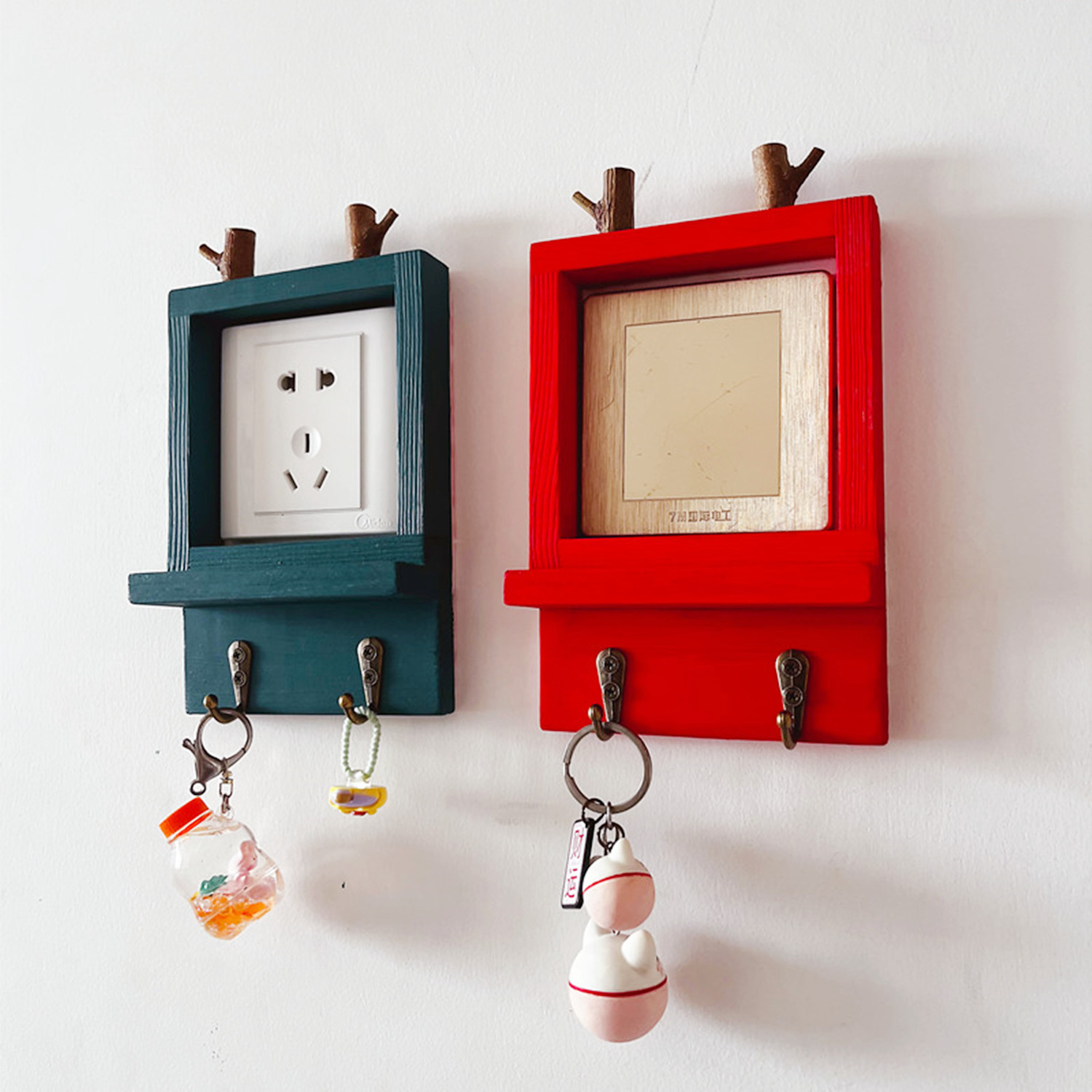 简约现代挂钩开关装饰墙贴麋鹿实木插座贴饰客厅卧室开关保护套