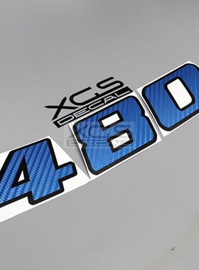 2023汽摩托电动车碳纤维蓝黑边数字号码划痕个性创意订制装饰车贴