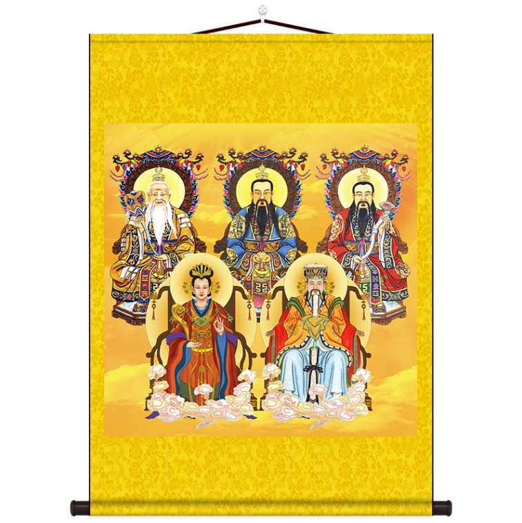三清祖师神像挂画玉帝王母图元始灵宝道德天尊画像卷轴画