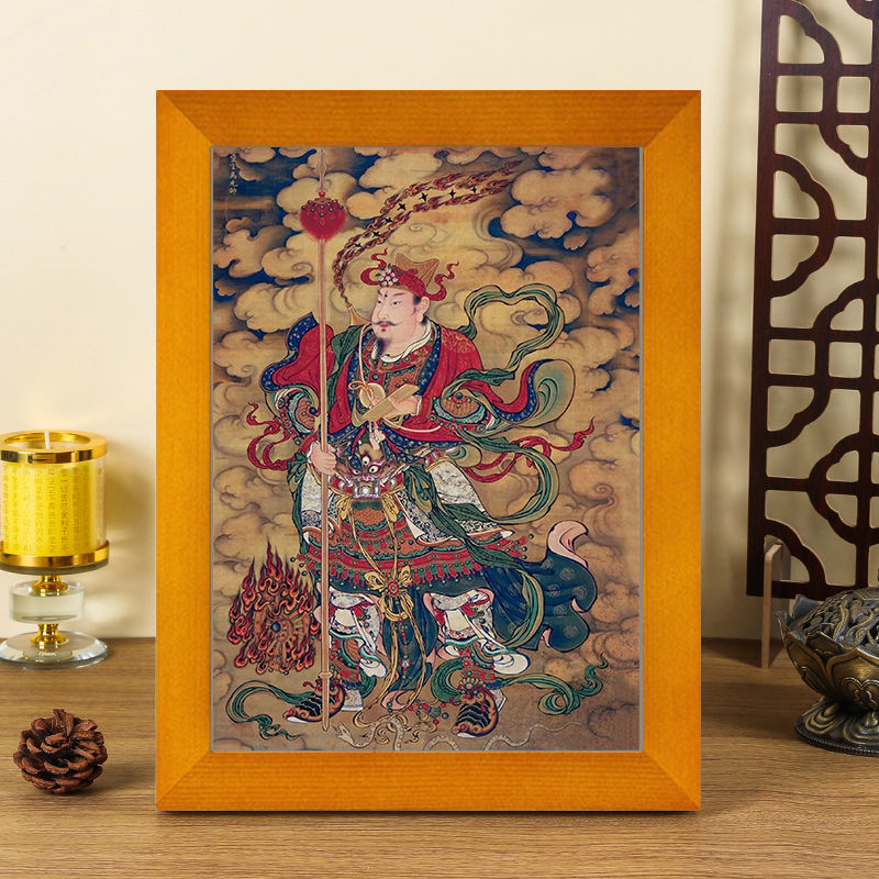 华光大帝神像摆台挂画灵官马元帅马天君马王爷像桌面摆件木框画