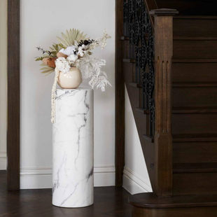 客厅角几圆柱形高低落地摆件底座 现代轻奢高端大理石边几设计师款