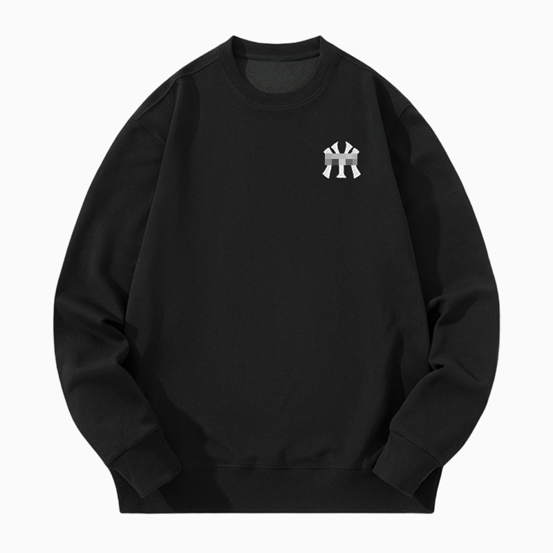 MY秋冬落肩款简约卫衣情侣同款保暖印花圆领潮流宽松套头长袖上衣