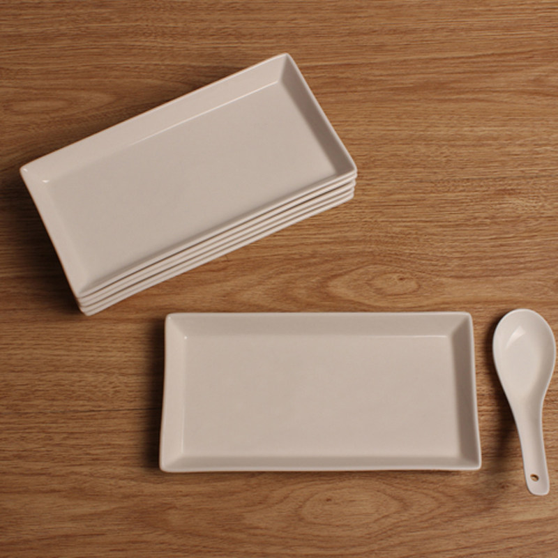 日式陶瓷长方形盘子 满20件包邮 蘸料碟寿司料理小餐盘饺子碟子