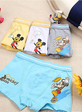 卡通米奇MK老鼠优质男童纯棉平角内裤四角底裤 3-10岁