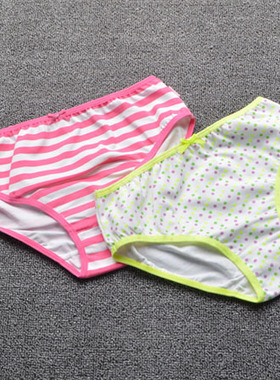 专柜正品外贸原单纯棉女孩儿童三角内裤女童底裤卡通星星波点2条