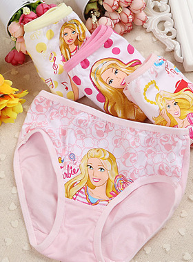 A类纯棉宝宝儿童三角内裤时尚芭比公主Barbie少女孩打底裤3-13岁