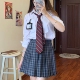 暮冬 深色格子百褶裙女校供感半身裙 格裙心脏地震原创jk制服套装