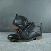 外贸牛货出口俄罗斯男士 带侧拉链 头层牛皮打蜡皮休闲英伦商务皮鞋