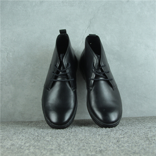 捡漏撤柜头层牛皮休闲马丁靴男38断码 瑕疵后跟破洞缝线高帮工作鞋