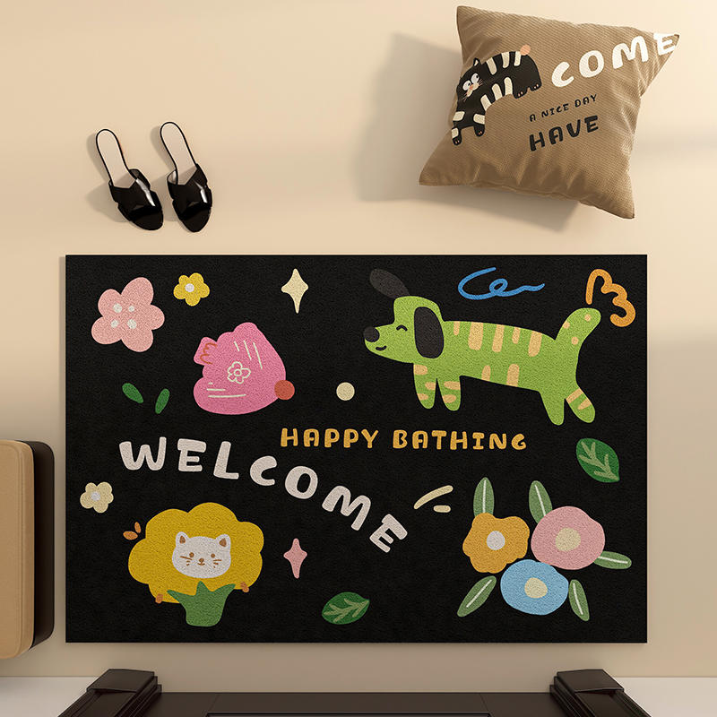 入户门地垫丝圈免洗耐脏可裁剪可爱卡通趣味脚垫进门门口玄关门垫
