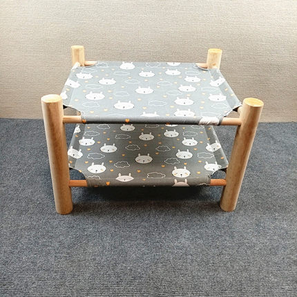 宠物木床猫爬架双层行军床实木猫窝猫咪吊床别墅狗狗床四季通用