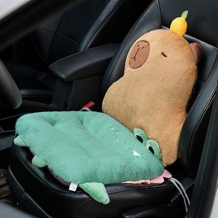 创意水豚汽车前排后排椅子坐垫椅垫屁垫座垫办公室久坐冬季加厚