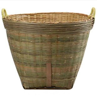 竹编箩筐竹篓收纳竹筐淘米筐粮食筐细果篮带盖圆形藤编家用大号