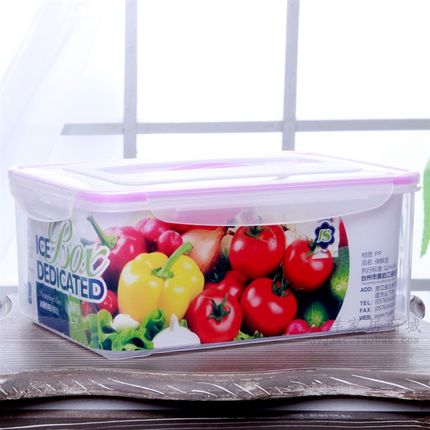 大号手提密封盒4L冰箱保鲜盒收纳盒塑料长方形水果蔬菜干货密封箱
