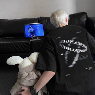 重磅纯棉夏季新款百搭半袖宽松港风圆领街头美式男上衣短袖T恤