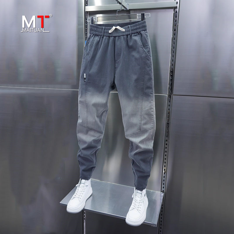 高端牛仔裤男士2025新款夏季薄款潮男裤小脚哈伦九分休闲 裤子男