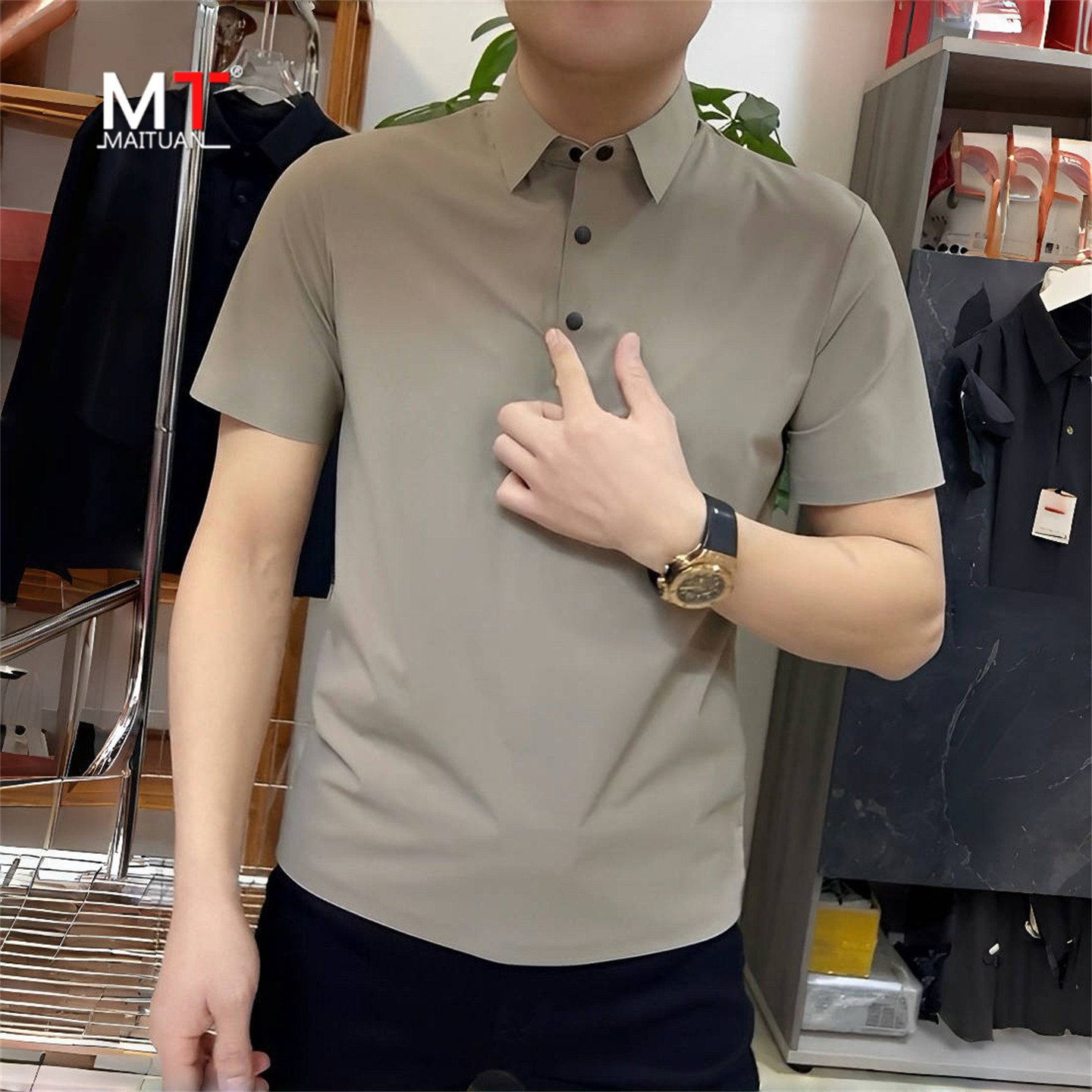 高端冰丝polo衫男士短袖t恤2026新款夏季商务无痕休闲上衣服男款