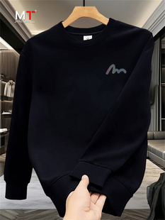 高端重磅纯棉卫衣男士长袖T恤2025新款秋冬季加绒加厚打底衫男款