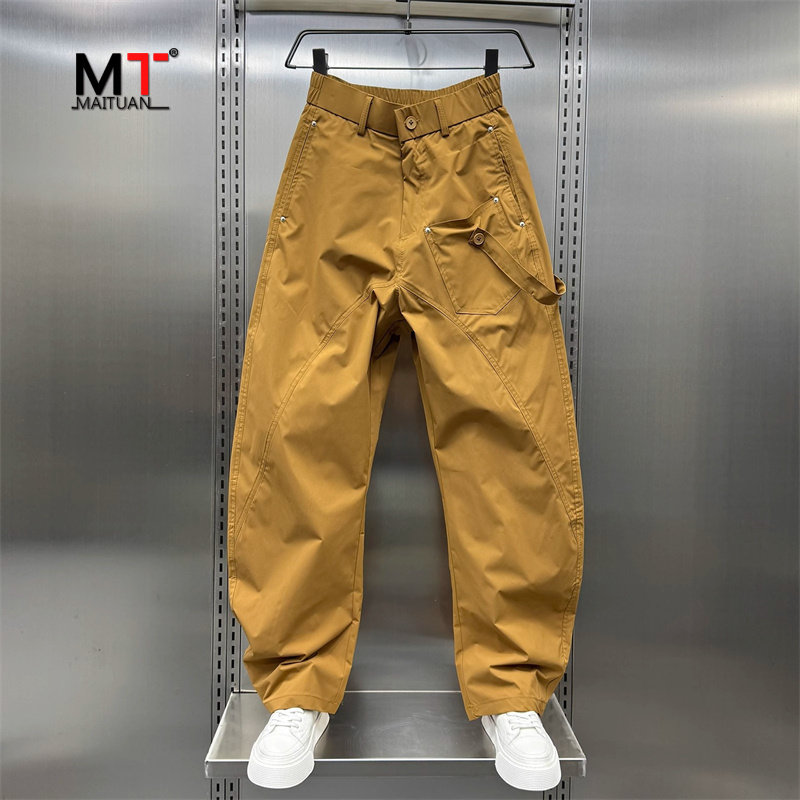 潮牌工装裤男士2025新款夏季薄款弯刀裤直筒休闲卫裤子男款春秋季