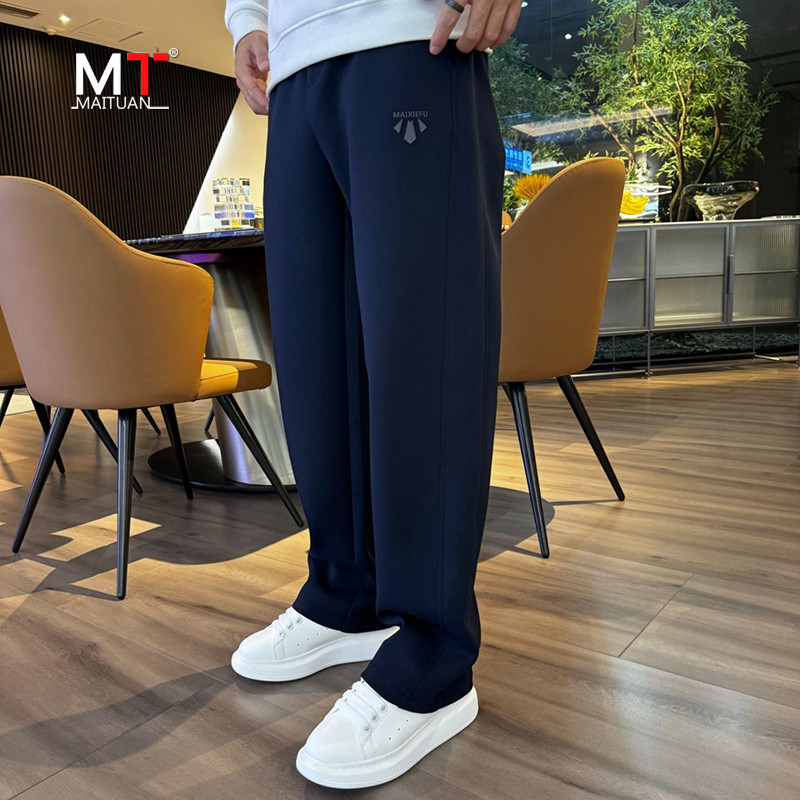 高端直筒休闲卫裤男士春秋冬季2025新款男裤加厚宽松运动裤子男款