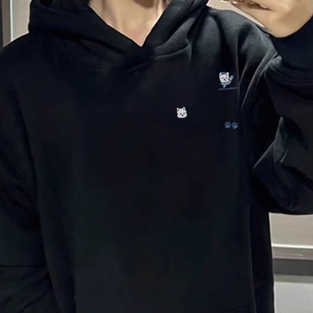 纯棉华棉复合薄款320克/加绒420克布面+手感印花无帽绳连帽卫衣女