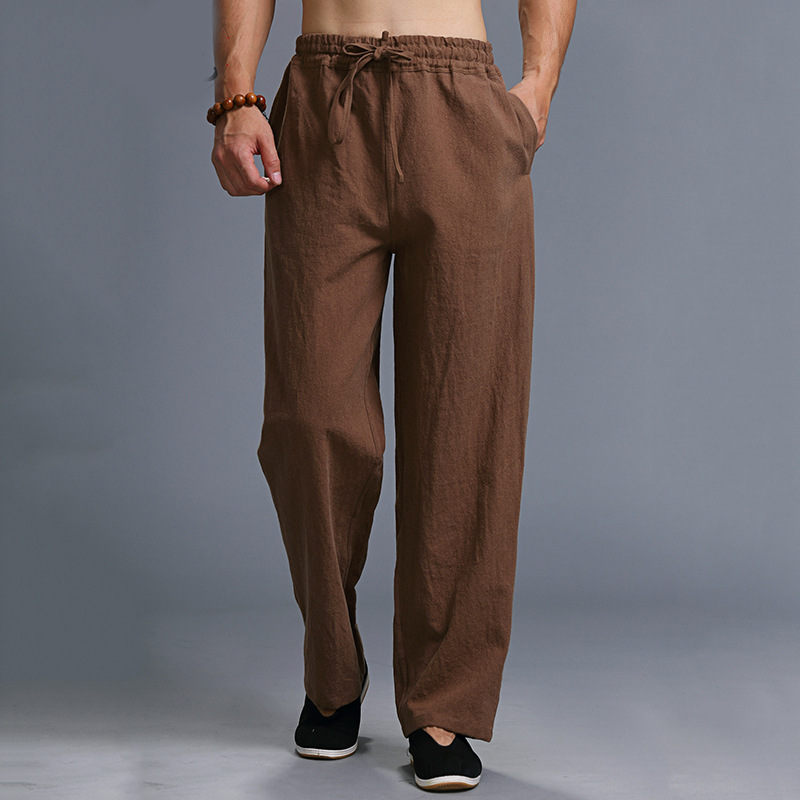 High Quality casual Pants Men's Cotton Linen Loose Trousers