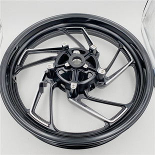 适用国四摩托车DR300钢圈HJ300前后轮毂铝合金加强型轮圈黑色铝轮