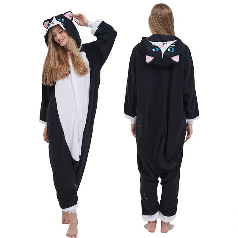 年会午夜猫动物男女情侣卡通睡衣