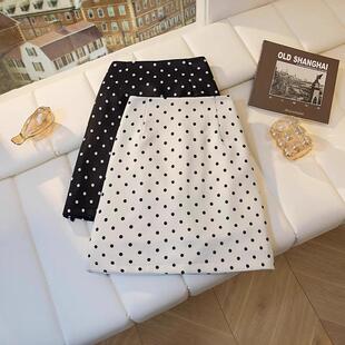 法式波点半身裙女秋季高级感小个子高腰显瘦半裙a字裙包臀短裙子