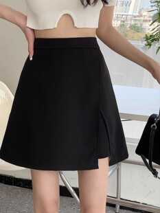 2024半身裙女新款设计感开叉a字裙高腰显瘦时尚遮跨包臀一步裙子