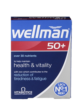 Vitabiotics Wellman男士50岁+复合维生素,30粒/盒, 共3盒 营养品