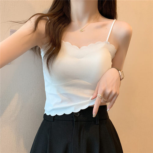 修身辣妹吊带抹胸带胸垫
