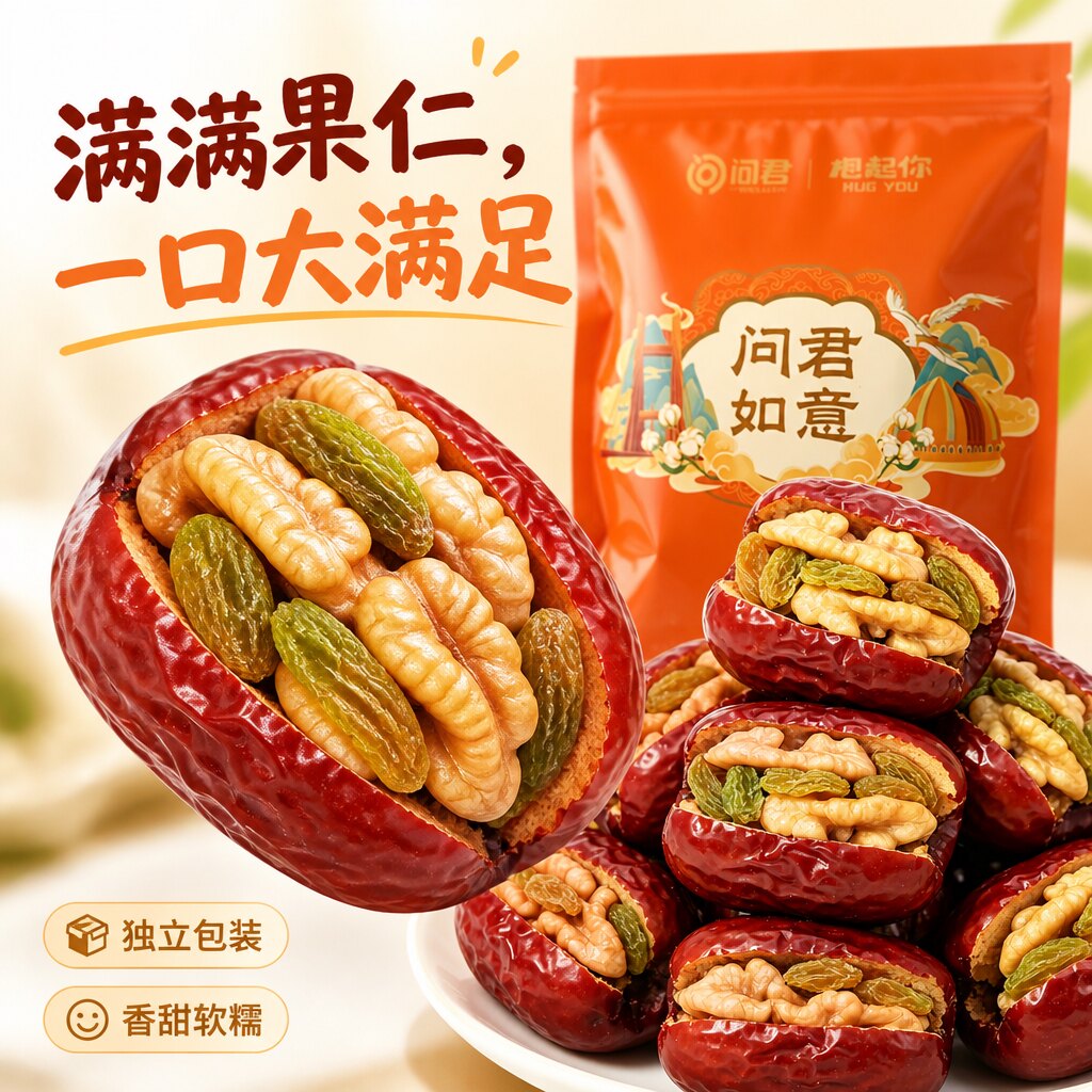 什锦枣夹核桃官方旗舰店山西特产枣夹核桃葡萄干独立包装孕妇零食