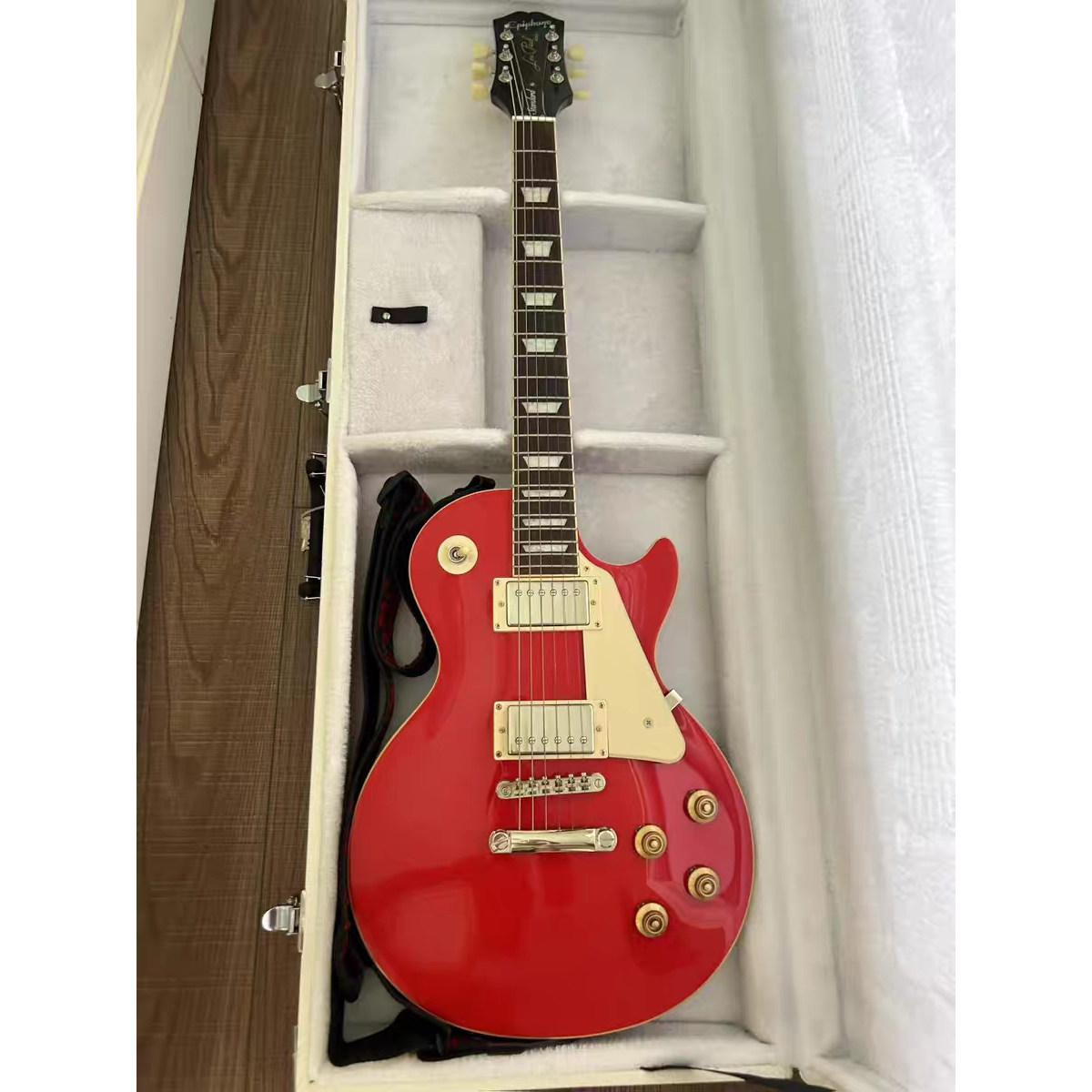 易普锋Epiphone Les Paul电吉他琴盒 LP琴箱 高雅白色带锁吉他盒